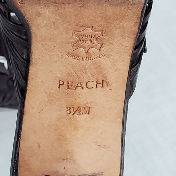 Brighton Peach Dark Brown Square Toe Leather Sandal with Buckle Size 8.5 M - Picture 9 of 9